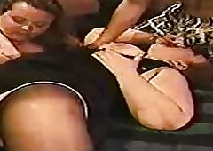 Four BBW MILFs and two scalding tramp equals a hot output groupfuck